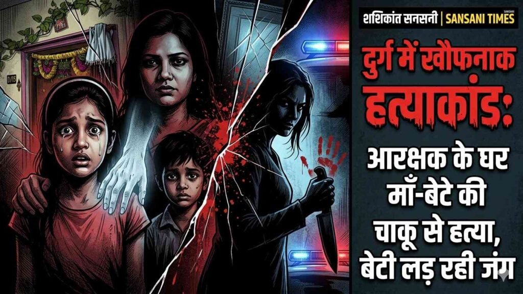 दुर्ग में खौफनाक हत्याकांड: आरक्षक के घर में घुसी महिला ने पत्नी-बेटे की हत्या, बेटी गंभीर addtext 04 25 05.58.26