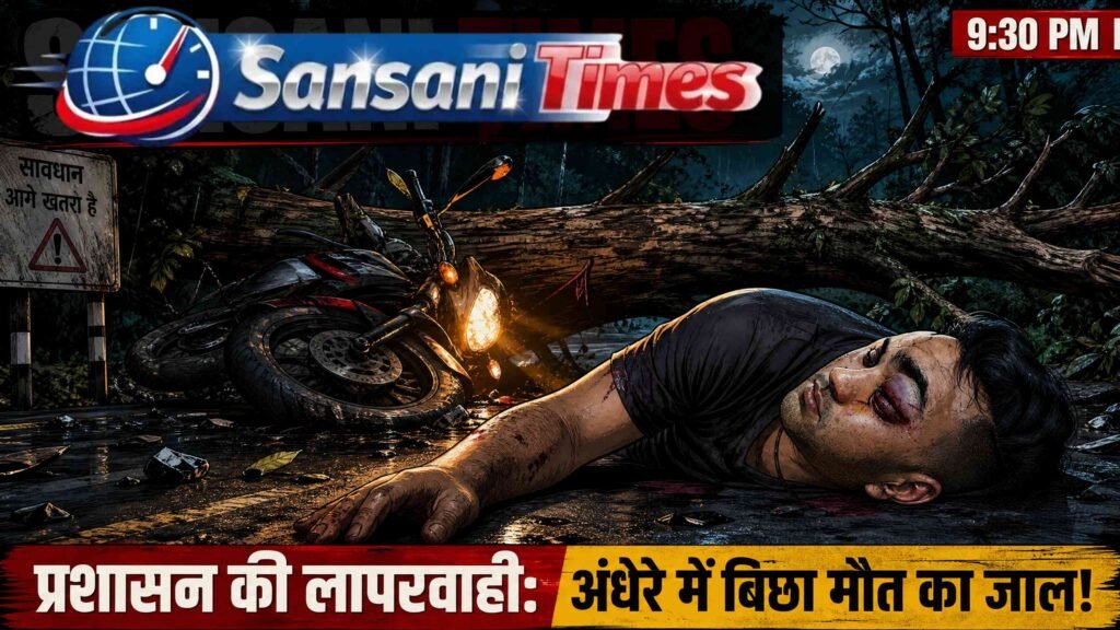 सड़क पर गिरे पेड़ से टकराई बाइक, युवक गंभीर घायल addtext 06 22 12.51.53