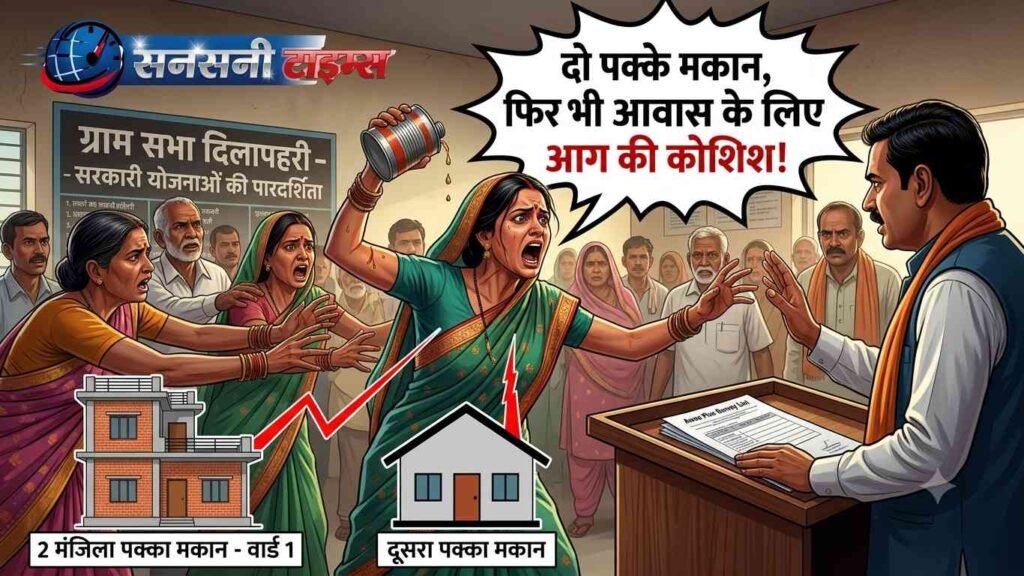 आवास सूची पर ग्राम सभा में हंगामा, महिला ने किया आत्मदाह का प्रयास addtext 06 26 09.26.53