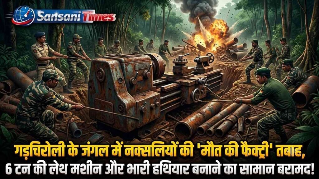 महाराष्ट्र: गढ़चिरोली के जंगल में नक्सलियों के कथित हथियार निर्माण ठिकाने का भंडाफोड़, 5–6 टन की लेथ मशीन समेत भारी मात्रा में सामग्री बरामद addtext 06 29 08.38.55