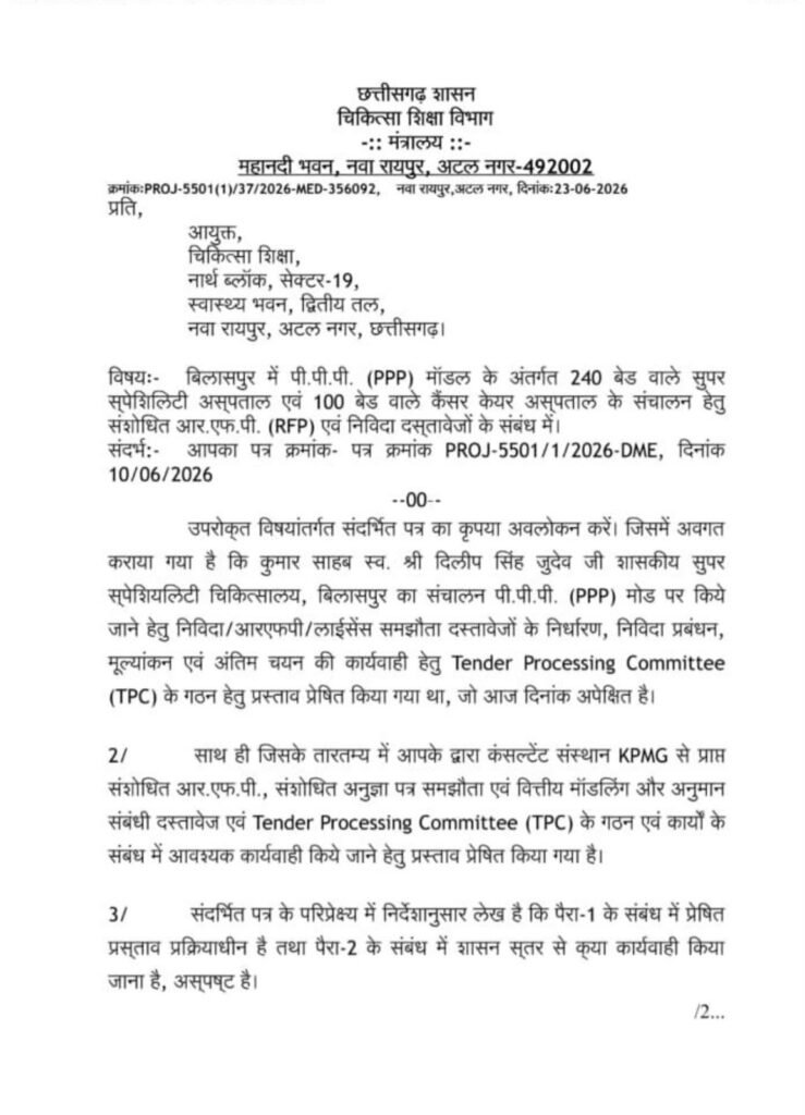 बिलासपुर: 200 करोड़ से बने सुपर स्पेशलिटी अस्पताल पर कांग्रेस के सवाल, PPP मॉडल को लेकर सरकार से मांगा जवाब 1002166241