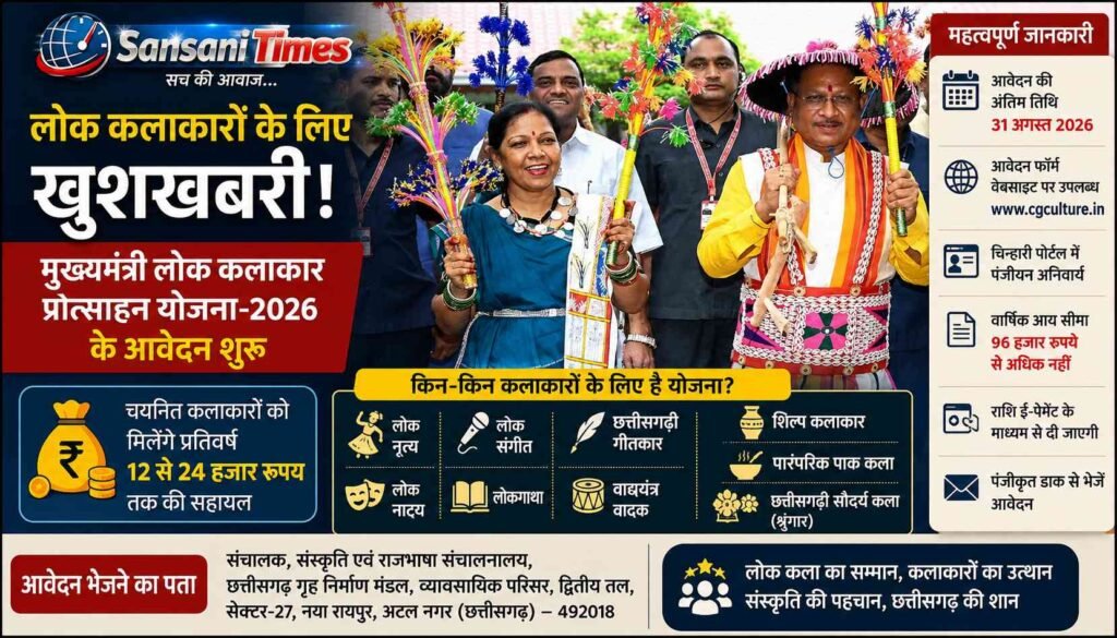 लोक कलाकारों के लिए खुशखबरी: मुख्यमंत्री लोक कलाकार प्रोत्साहन योजना-2026 के आवेदन शुरू, सालाना 24 हजार रुपये तक मिलेगी सहायता addtext 08 05 02.49.27