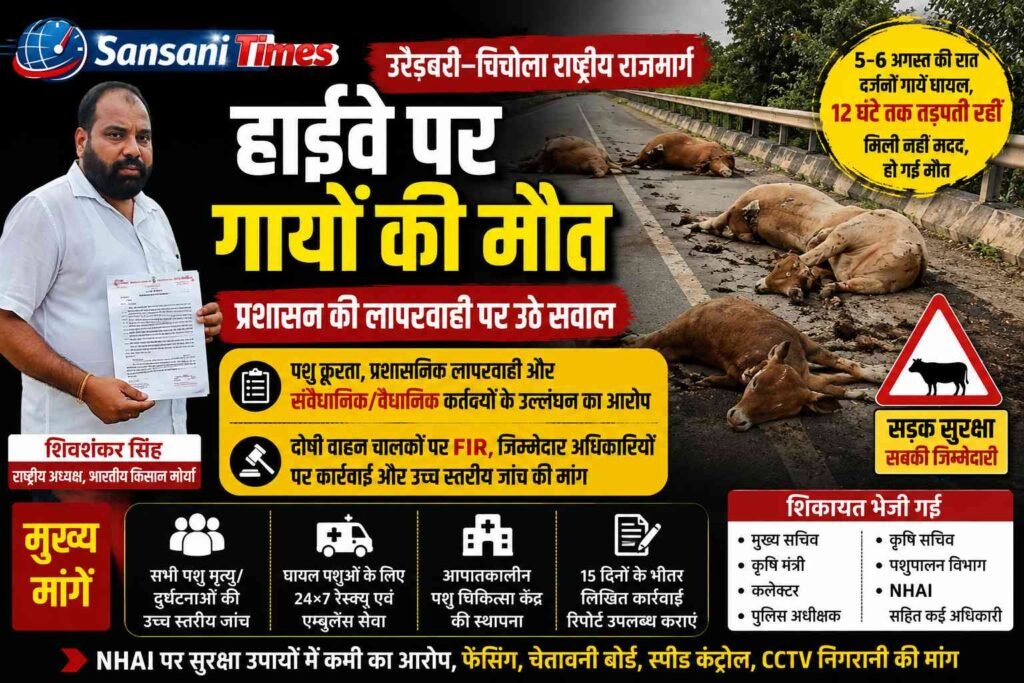 हाईवे पर गायों की मौत पर उठा सवाल, एफआईआर और उच्च स्तरीय जांच की मांग addtext 08 06 02.42.08