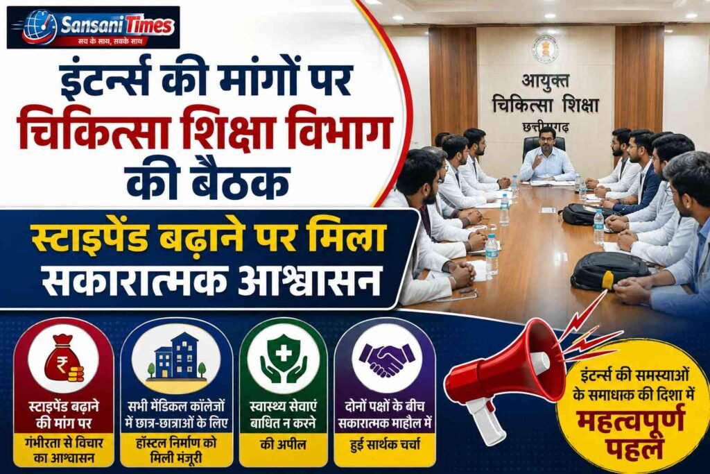 इंटर्न्स की मांगों पर चिकित्सा शिक्षा विभाग की बैठक, स्टाइपेंड बढ़ाने पर मिला सकारात्मक आश्वासन addtext 08 13 10.39.16