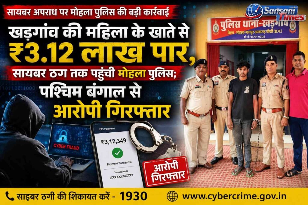 खड़गांव की महिला के खाते से ₹3.12 लाख पार, साइबर ठग तक पहुंची मोहला पुलिस; पश्चिम बंगाल से आरोपी गिरफ्तार addtext 08 18 05.25.03