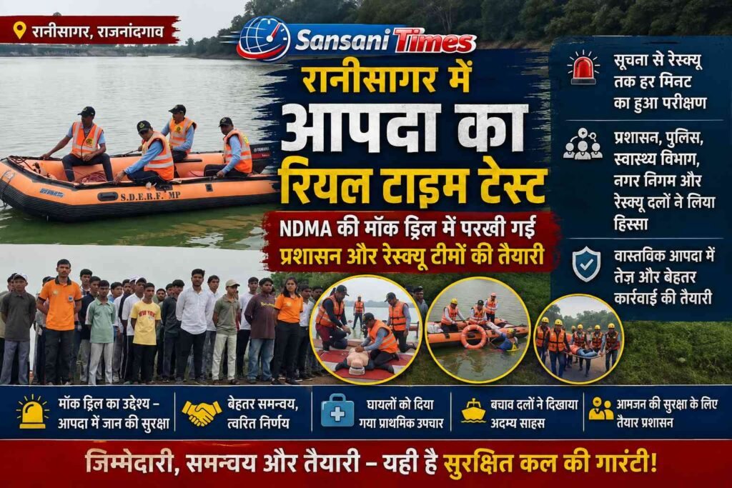 रानीसागर में आपदा का रियल टाइम टेस्ट: NDMA की मॉक ड्रिल में परखी गई प्रशासन और रेस्क्यू टीमों की तैयारी addtext 08 20 07.03.53
