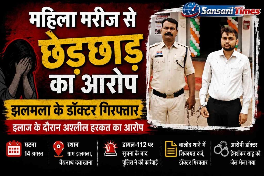 महिला मरीज से छेड़छाड़ का आरोप, झलमला के डॉक्टर गिरफ्तार; इलाज के दौरान अश्लील हरकत का आरोप addtext 08 21 12.24.27